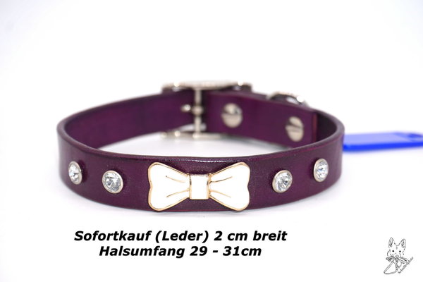 Leder Halsband Schleife Halsumfang 29-31cm