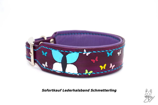 Lederhalsband gefärbt Schmetterling HU 38-42cm