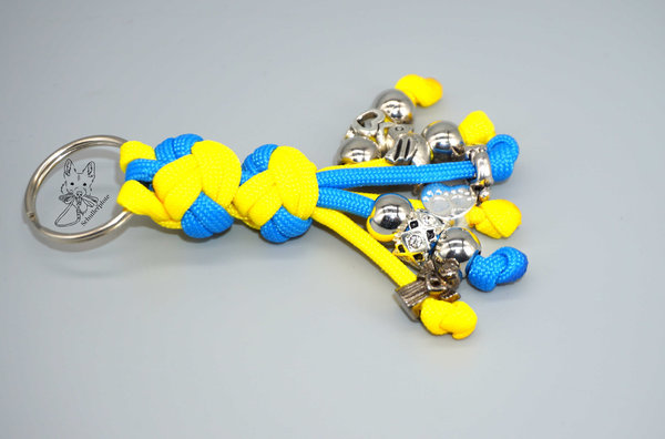 Paracord Schlüsselanhänger - Happy - Blau/Gelb